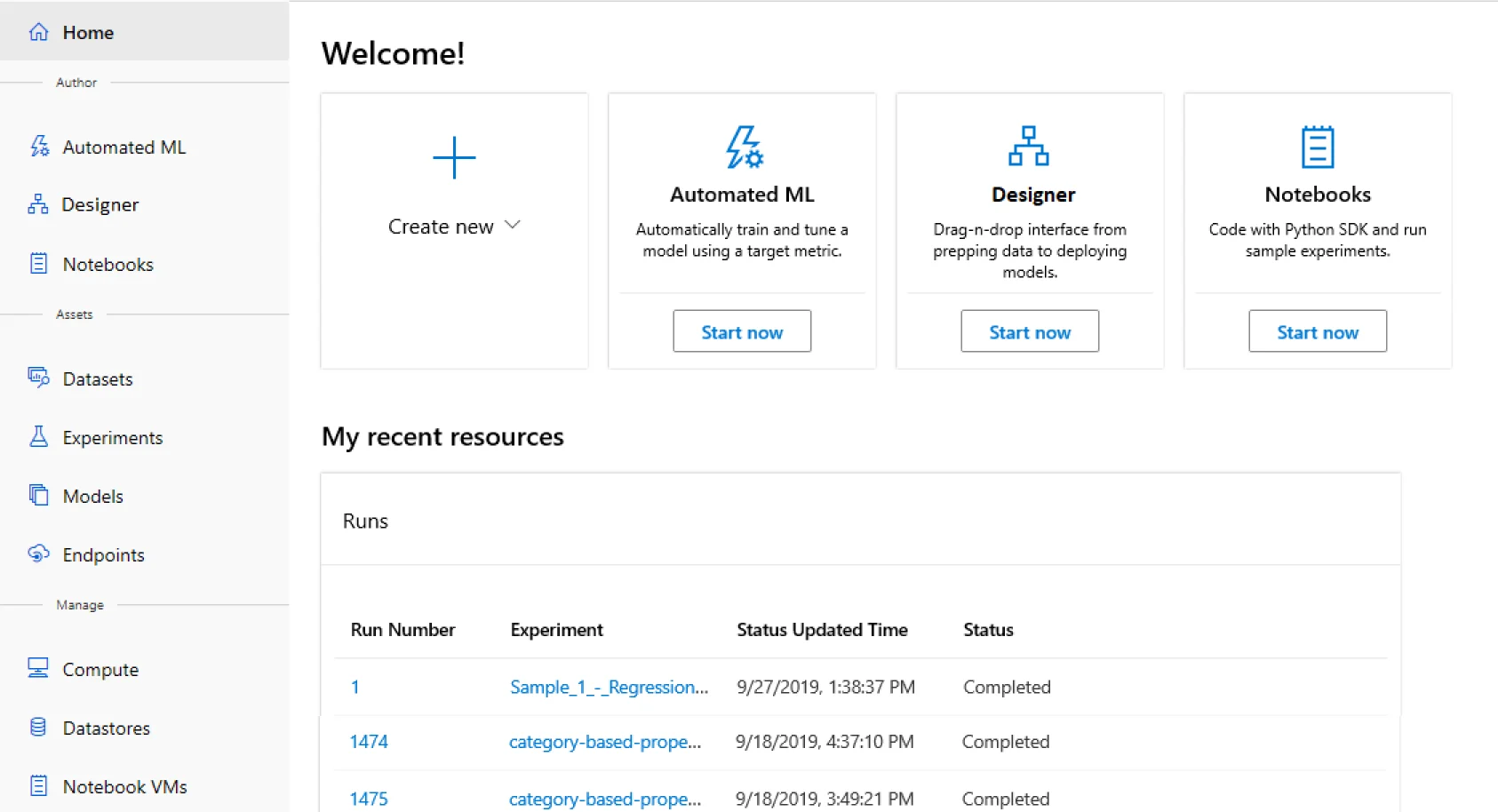 Azure Machine Learning screenshot