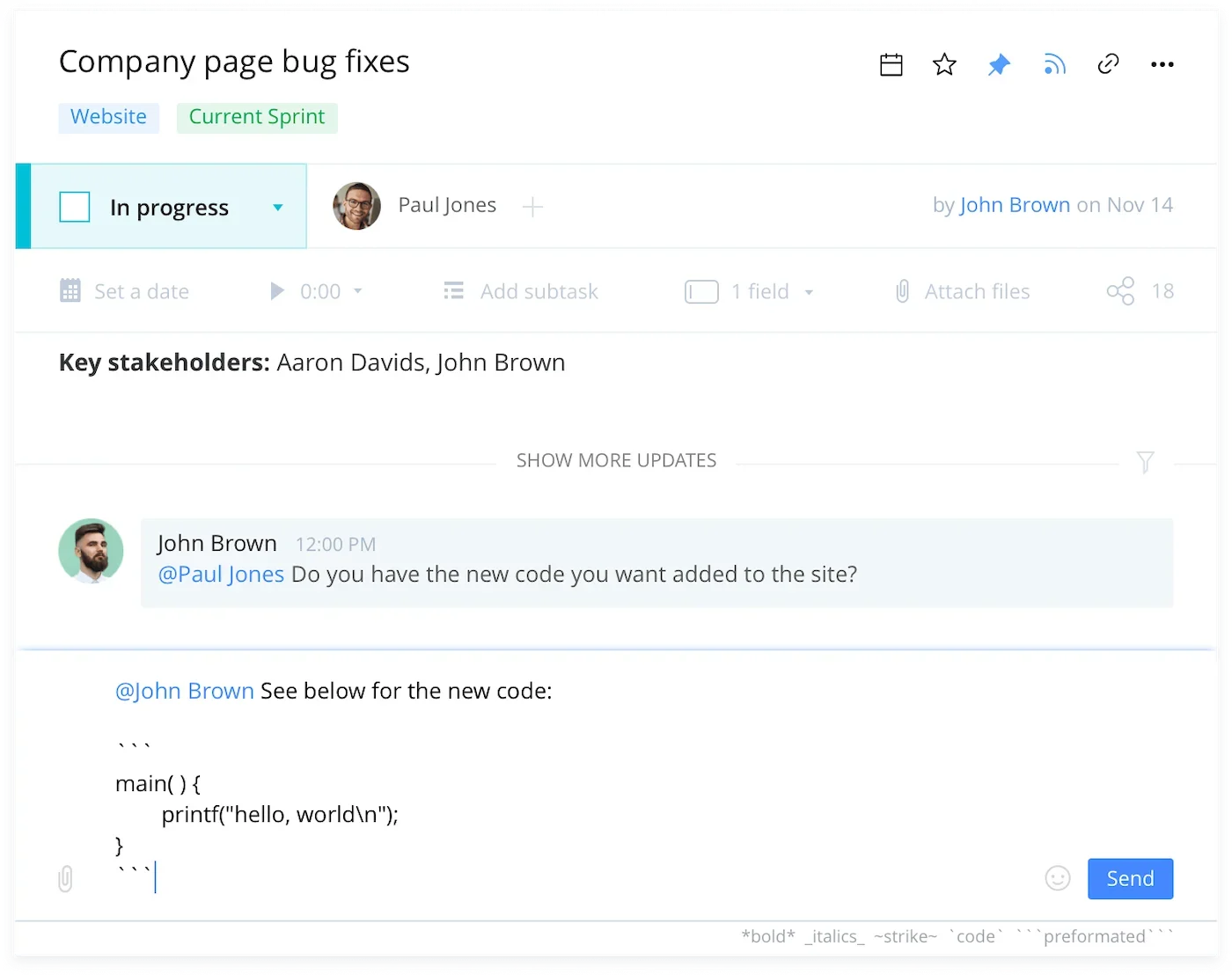 Screenshot of Wrike platform.